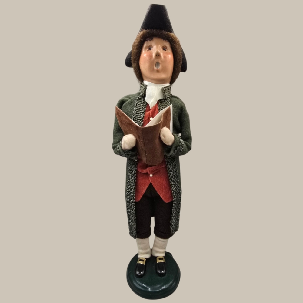 Byers Choice Williamsburg 1998 Colonial Caroler 14" Man W/ Songbook Joyeux Noel